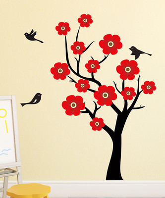 Littlebuds 110 cm Red Tree Removable Sticker(Pack of 1)