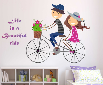 HAPPYSTICKY 100 cm Beautiful Couple Removable Sticker(Pack of 1)