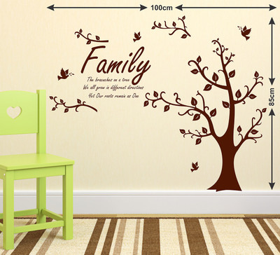 LANSTICK 99.06 cm TREE WITH LEAVES AND QUOTE ABOUT FAMILY RELATED TO TREE STICKER Self Adhesive Sticker(Pack of 1)
