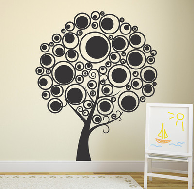 fuzzy 80 cm tree Self Adhesive Sticker(Pack of 1)
