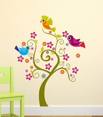 fuzzy 145 cm tree Self Adhesive Sticker(Pack of 1)