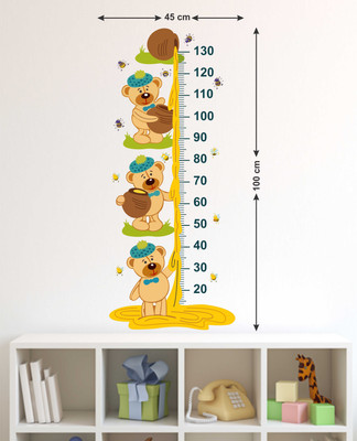 LANSTICK 76.2 cm HEIGHT MEASUREMENT WITH BEARS AND HONEY DROPPING STICKER Self Adhesive Sticker(Pack of 1)