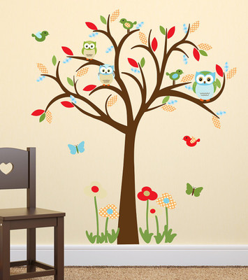 HAPPYSTICKY 100 cm Colorfull Tree Removable Sticker(Pack of 1)