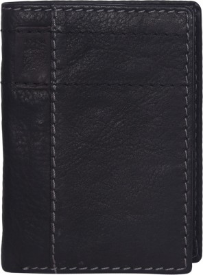 Leatherman Fashion Boys Casual Black Genuine Leather Wallet(6 Card Slots)