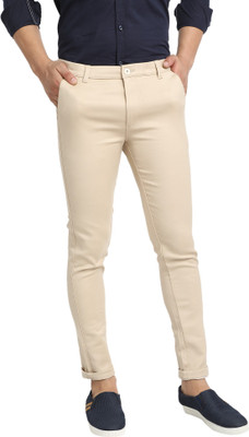 Blends Trendz Slim Fit Men Cream Trousers