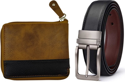 LYREM Wallet & Belt Combo(Tan, Black)