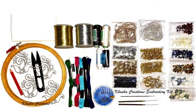 KHUSHA CREATIONS Embroidery kit for beginners and professionals / Hobby Embroidery / Wooden Embroidery Hoop Kit
