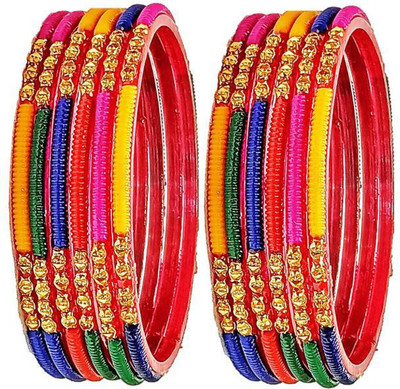 T4 JEWELS Glass Gold-plated Bangle Set(Pack of 12)