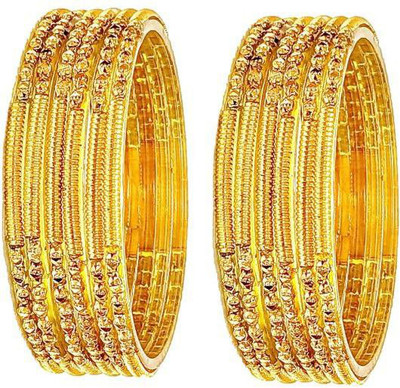 LYBASHINE Glass Cubic Zirconia Gold-plated Bangle Set(Pack of 2)