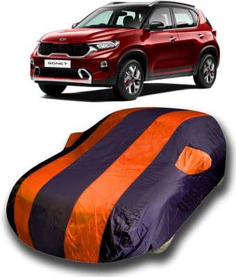 KASHYAP FASHION WORLD Car Cover For Kia Sonet (With Mirror Pockets)(Orange)
