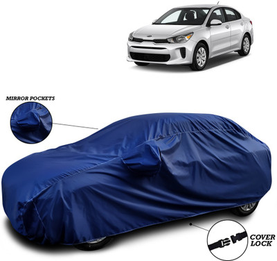 SEBONGO Car Cover For Kia Rio (With Mirror Pockets)(Blue)