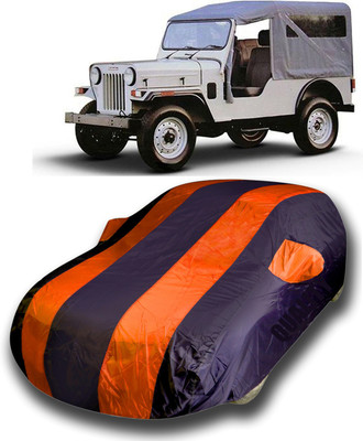 KASHYAP FASHION WORLD Car Cover For Mahindra Jeep (With Mirror Pockets)(Orange)