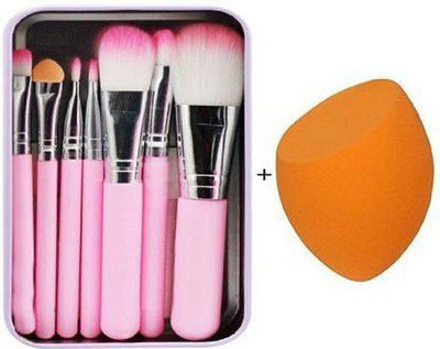 Zuen 7 pc of makeup brushes with puff(8 Items in the set)