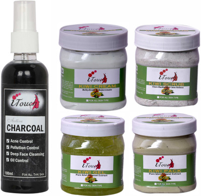 I TOUCH KIWI SCRUB,CREAM,PACK,GEL (500 ML X 4 ) AND CHARCOAL FACE WASH 100 ML ( PACK OF 5 )(5 Items in the set)