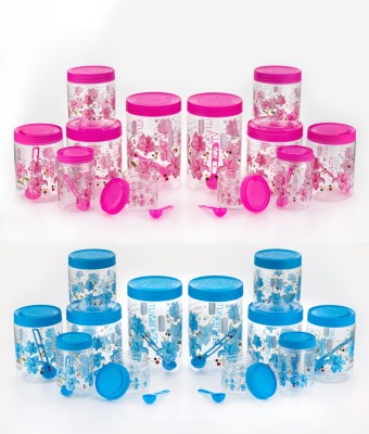 kitchkart Plastic Grocery Container  - 250 ml, 500 ml, 750 ml, 1000 ml, 1500 ml, 2000 ml(Pack of 24, Pink, Blue)