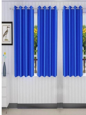 Gantavya 153 cm (5 ft) Polyester Semi Transparent Window Curtain (Pack Of 3)(Plain, Royal Blue)