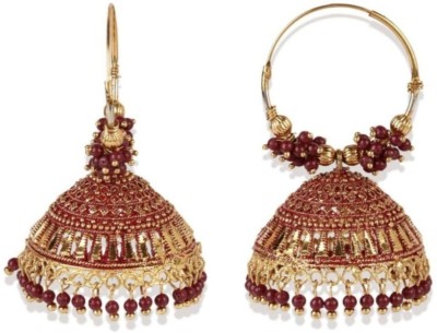 BHANA FASHION B Designer Party Wear Enamelled Hoop Balli With Jhumki For Women And Girls Pearl Alloy Hoop Earring