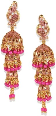 BHANA FASHION BHANA FASHION DesignerParty Wear Gold Plated Enamelled 3 Floor Jhumka Earrings For Women And Girls Pearl Alloy Jhumki Earring