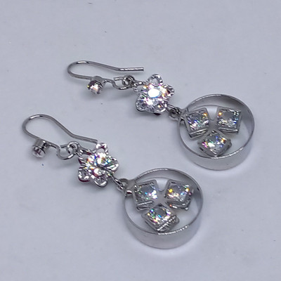 Papered American Diamond Stones Flower Design Earrings Metal Drops & Danglers