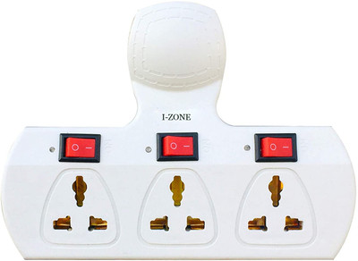 izone 3+3 extension Board Three Pin Plug(White)
