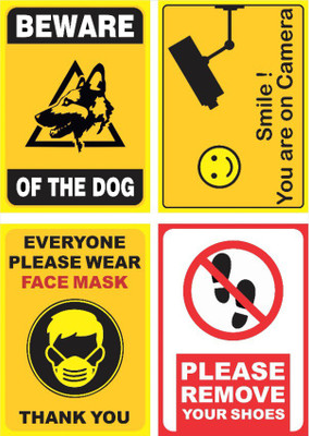 Niby CC Tv, Beware of Dog, Remove Your Shoes, Wear Face Mask Emergency Sign