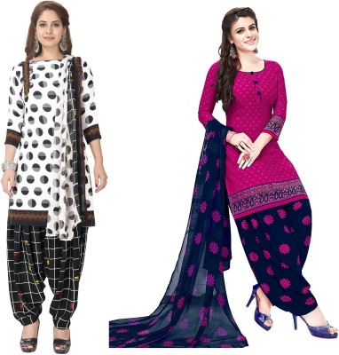 Jevi Prints Crepe Polka Print, Printed Salwar Suit Material