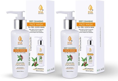 IHA Anti Acne Herbal  - Deep Cleansing  with Tea Tree, Clove and Basil, Acne Prone Face Cleaner for Men and Women, Normal to Oily Skin - 100 ML (Pack of 2) Face Wash(200 ml)