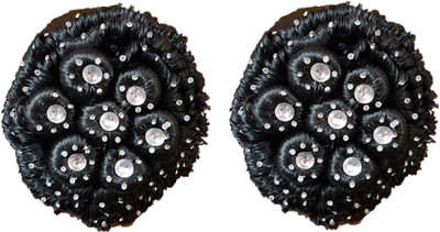 nik city store Nice Stone Two Natural Black Brown Beautiful bun  Style Plan simple hair Juda Bun Fashion  Extension (pack of 2) Hair Extension