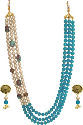 Siddhi art jewellery Shell, Glass, Plastic, Alloy Blue Jewellery Set(Pack of 1)