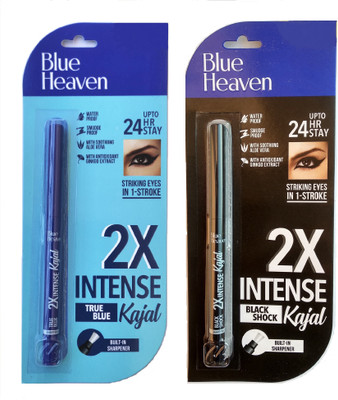BLUE HEAVEN 2X Intense Kajal Blue + Black(Blue & Black, 0.62 g)