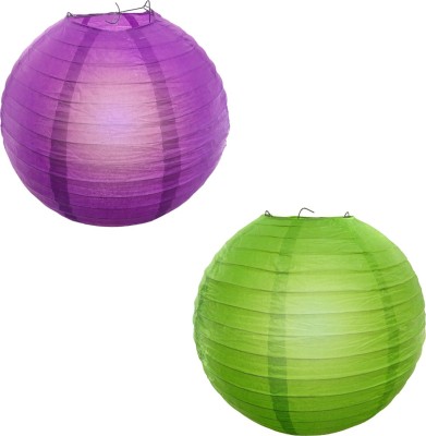 REIKI CRYSTAL PRODUCTS Lantern Paper Lamp Paper Ball Lamp Shade 12 Inch Paper Lamp for Decoration at Diwali Party Birthday Pack of 2 pc Multicolor Paper Hanging Lantern(30.48 cm X 30.48 cm, Pack of 2)