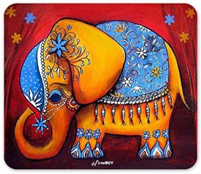 FirseBUY Colourful Abstract Elephant Printed Rubber Mouse Pad Mat 22 x 18 cm Mousepad(Multicolor)