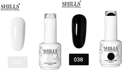 Shills Professional UV LED Soak Off Gel Polish White, Black(Pack of 2)
