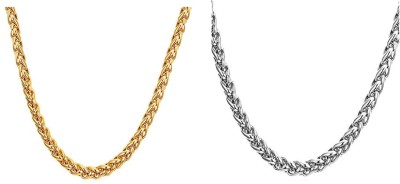 Adore Jewels Combo of Golden & Silver Links Stylish Stainless Steel Chain Stainless Steel Chain