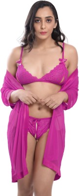 Xs and Os Women Robe and Lingerie Set(Pink)