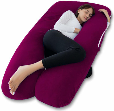 garps U shape Polyester Fibre Solid Pregnancy Pillow Pack of 1(Wine)