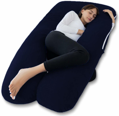 garps U shape Polyester Fibre Solid Pregnancy Pillow Pack of 1(Dark Blue)