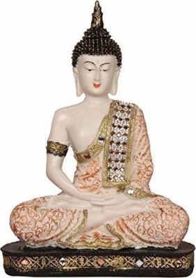 SN Handicrafts Polyresin Sitting Buddha Idol Statue Showpiece for Home Décor Decorative Showpiece  -  8 cm(Polyresin, White)