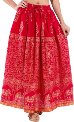 Archiecs Creation Animal Print Women Straight Red Skirt