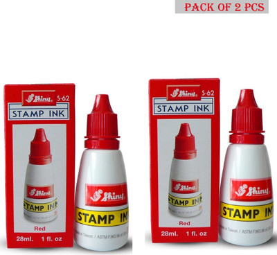 SHINY S-62 Red Stamp ink / Rubber Stamp Ink Pack Of 2 Stamp Pad Ink(28 ml)