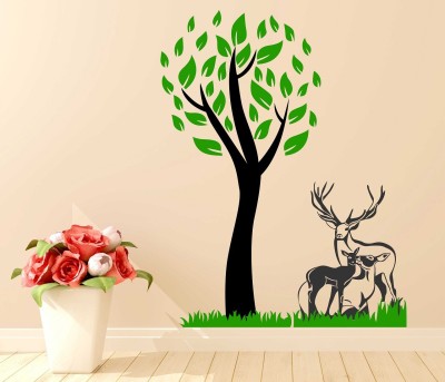 fuzzy 85 cm Deer Self Adhesive Sticker(Pack of 1)