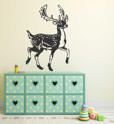 fuzzy 80 cm Deer Self Adhesive Sticker(Pack of 1)