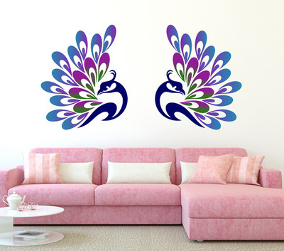 fuzzy 100 cm Peacock Self Adhesive Sticker(Pack of 1)