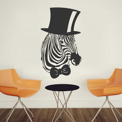 fuzzy 75 cm Zebra Self Adhesive Sticker(Pack of 1)