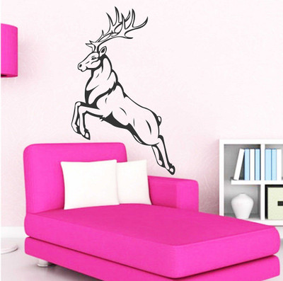 fuzzy 80 cm Deer Self Adhesive Sticker(Pack of 1)
