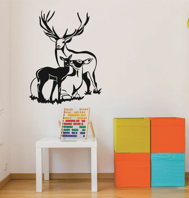 fuzzy 65 cm Deer Self Adhesive Sticker(Pack of 1)