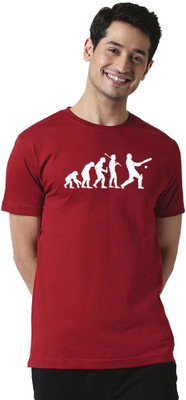 dreamkarts Printed Men Round Neck Maroon T-Shirt