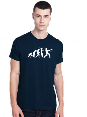 dreamkarts Printed Men Round Neck Dark Blue T-Shirt
