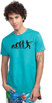 dreamkarts Printed Men Round Neck Light Blue T-Shirt