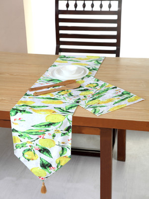 AAZEEM Yellow Velvet Table Linen Set(Pack of 5)